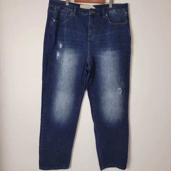 Soft Surroundings Ultimate Denim Straight Leg Jeans blue with fading Size 12 - Picture 2 of 13